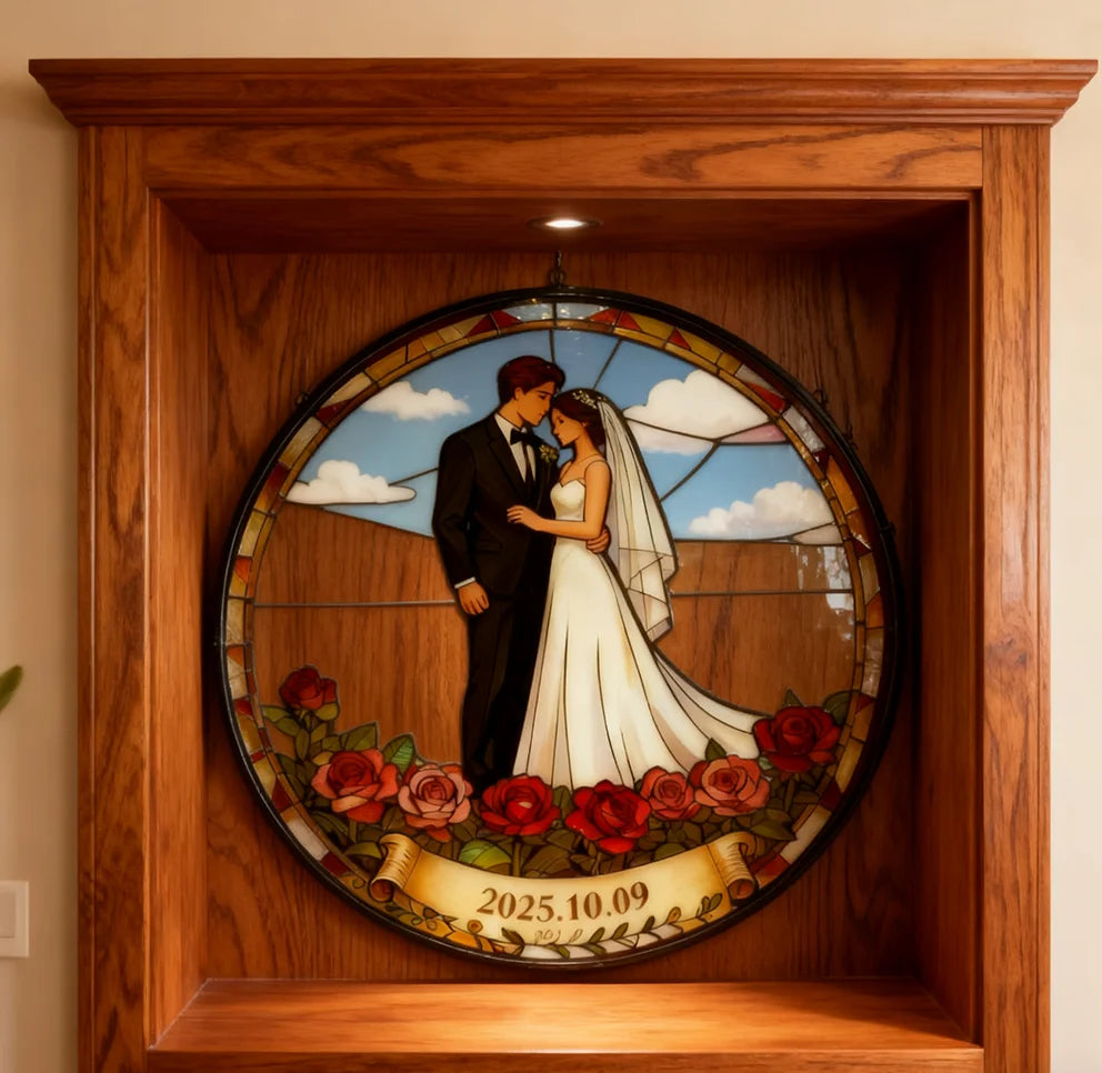 Personalized Stained Glass Wedding Wall Decor: Custom - Made Memorable Gift for Newlyweds