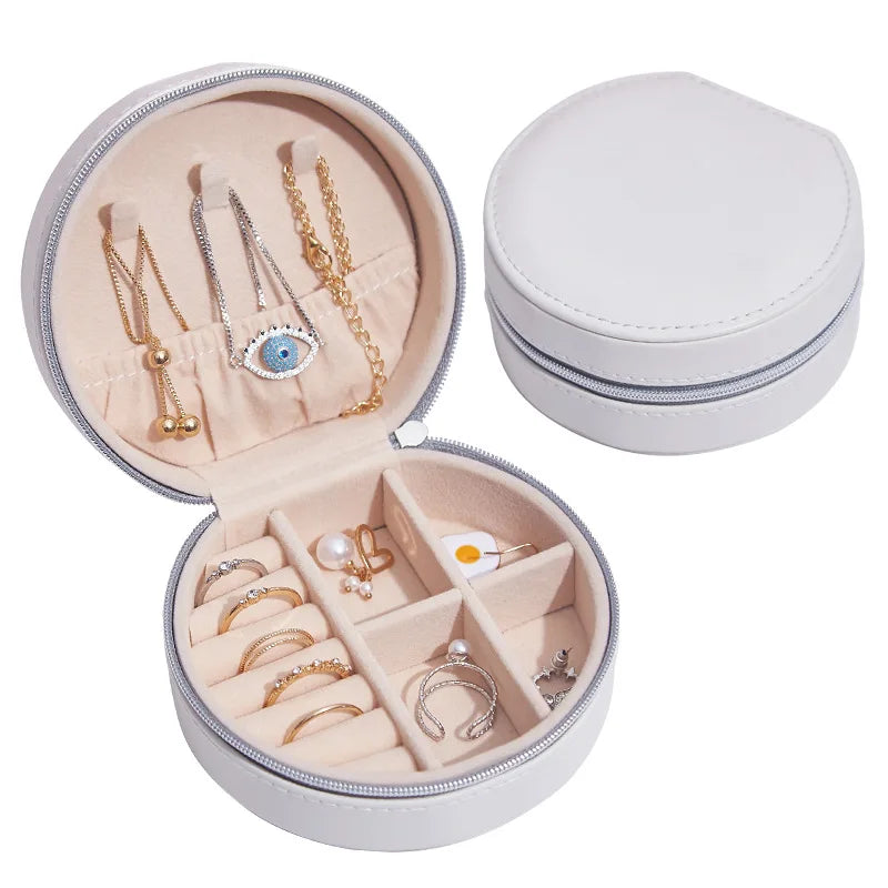 Personalized Jewelry Box Custom Bridesmaid Gift Travel Jewellery Case PU Leather Ring Box Bridal Wedding Party Anniversary Gift