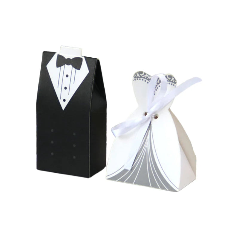 20/30pcs Bride And Groom Candy Box Wedding Favor And Gifts Box Sweet Bags With Ribbon Wedding Decoration Souvenirs Party Decor
