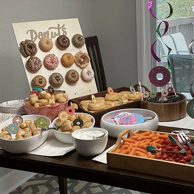 Wooden Donut Wall Stand Donut Holder Board for Wedding Baby Shower Birthday Party Dessert Table Decor Candy Bar Stand Holder