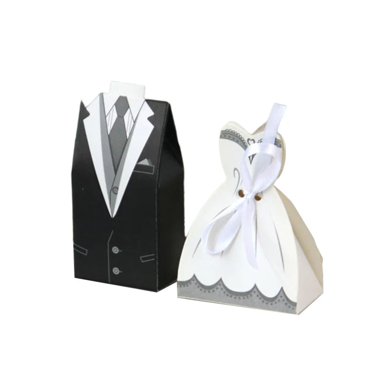 20/30pcs Bride And Groom Candy Box Wedding Favor And Gifts Box Sweet Bags With Ribbon Wedding Decoration Souvenirs Party Decor