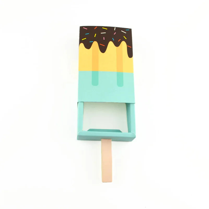 5pcs/10pcs Ice cream Shape Candy Boxes Cartoon Pull-out Tray Kraft Paper Popcorn Box Baby Shower Party Favors Box Birthday Decor