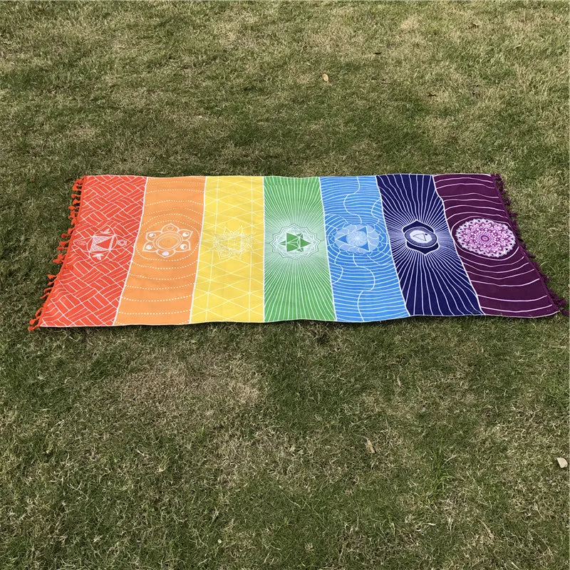 Better Quality Made Of Cotton Bohemia India Mandala Blanket 7 Chakra Rainbow Stripes Tapestry Beach Throw Towel Yoga Mat
