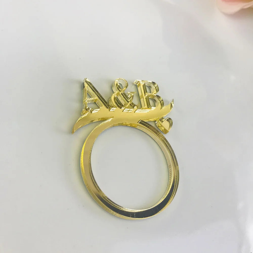 Personalized table color Wood Napkin Ring,Custom Wedding napkin rings Acrylic Cut Napkin Ring with Initials Decor Supplies
