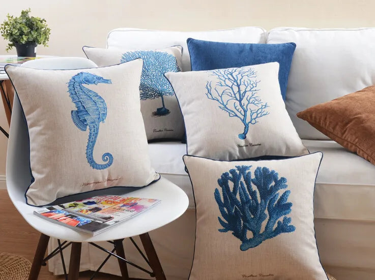 Mediterranean pillow American Marine Series  Pillow cushion home decorative Pillows Linen pillowcase sofa cushion