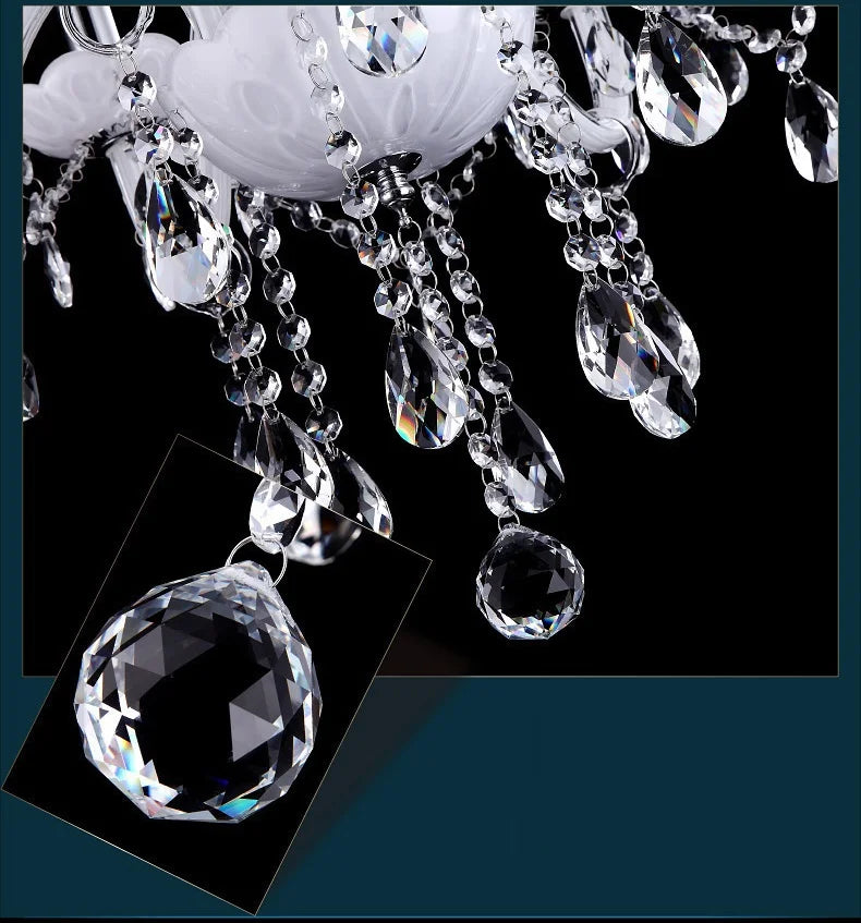 Modern LED  3/6/8/10/12/15/18 Arm Lights white LED crystal chandelier Living room light Vintage Crystal Chandelier E14 Light