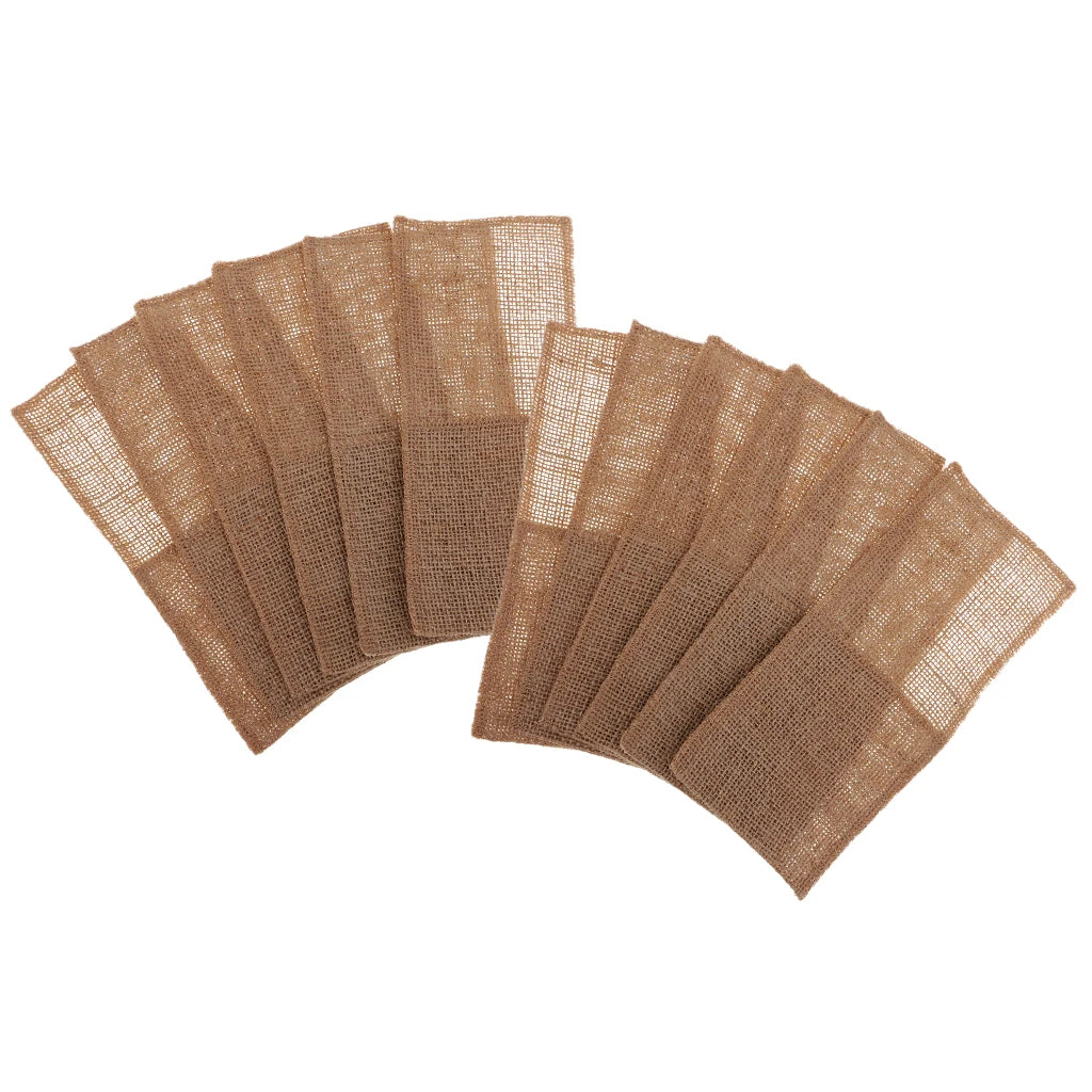 12pcs Burlap Utensil Holders Cutlery Pouch Party Bridal Shower Wedding Favor