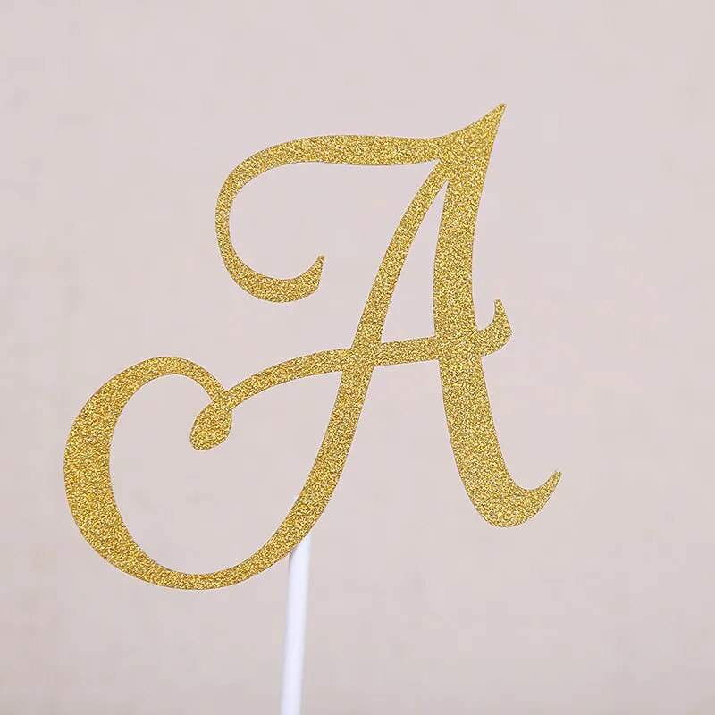 A B C Letter Cake Topper Cupcakes flags Bridal Shower Glitter Shiny Paper Bachelorette Hawaiian wedding Birthday Festival Party