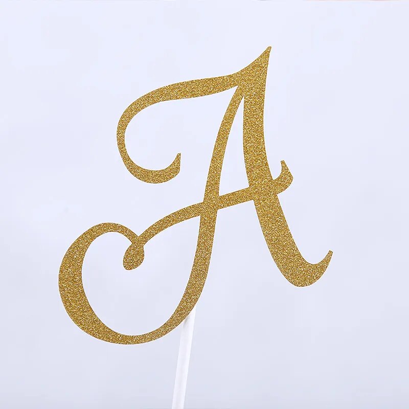 A B C Letter Cake Topper Cupcakes flags Bridal Shower Glitter Shiny Paper Bachelorette Hawaiian wedding Birthday Festival Party