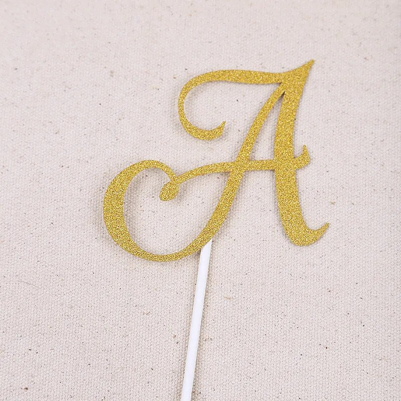 A B C Letter Cake Topper Cupcakes flags Bridal Shower Glitter Shiny Paper Bachelorette Hawaiian wedding Birthday Festival Party