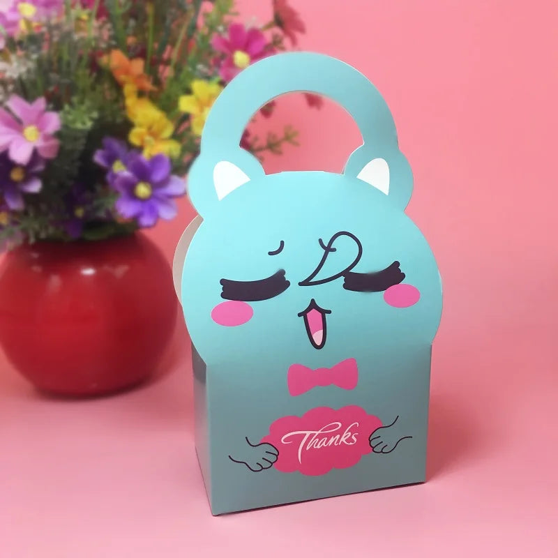 Cute Cartoon Animal Candy Box Baby Shower Favor Box Kids Birthday Party Decorations Gift Box Cake Snack Biscuits Paper Candy Bag