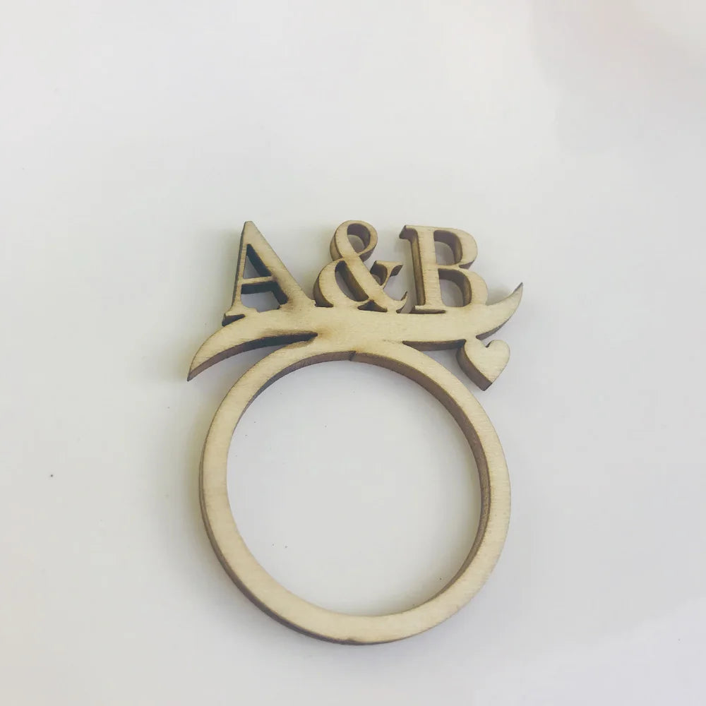 Personalized table color Wood Napkin Ring,Custom Wedding napkin rings Acrylic Cut Napkin Ring with Initials Decor Supplies