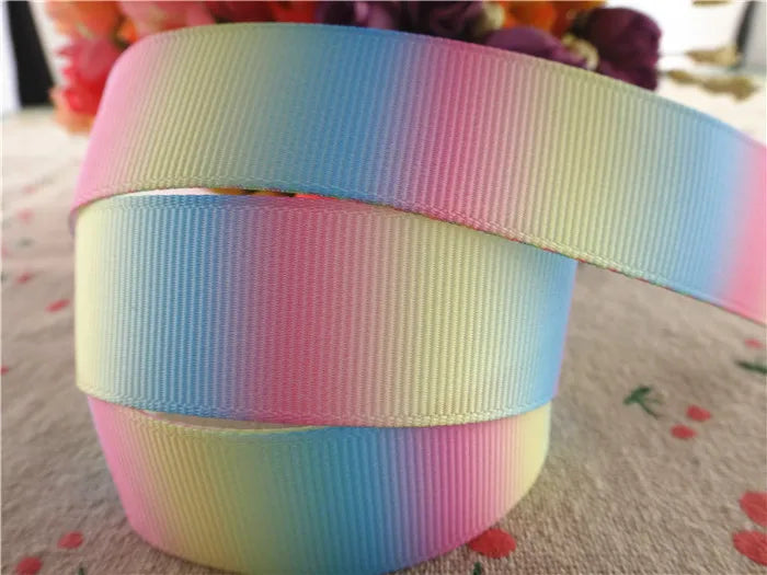10 yards 7/8" (22mm), 1.5" 38mm rainbow stripe printed grosgrain ribbons cartoon ribbon diy hair bow WQ14062822