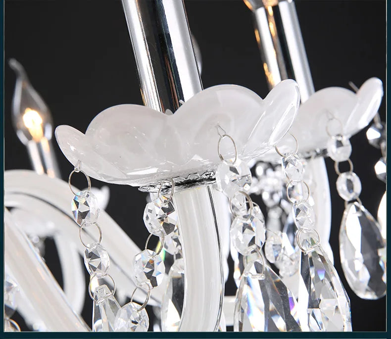 Modern LED  3/6/8/10/12/15/18 Arm Lights white LED crystal chandelier Living room light Vintage Crystal Chandelier E14 Light