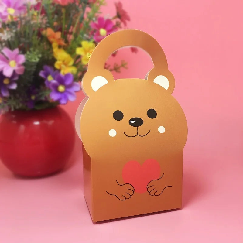 Cute Cartoon Animal Candy Box Baby Shower Favor Box Kids Birthday Party Decorations Gift Box Cake Snack Biscuits Paper Candy Bag