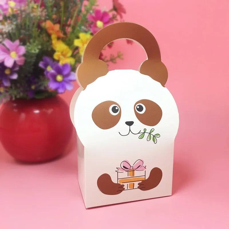Cute Cartoon Animal Candy Box Baby Shower Favor Box Kids Birthday Party Decorations Gift Box Cake Snack Biscuits Paper Candy Bag