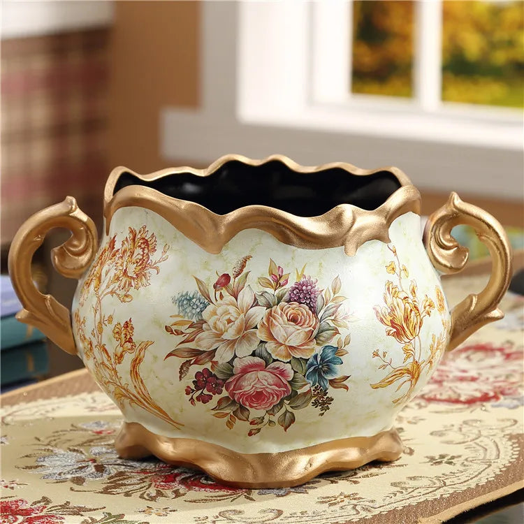 Retro desk vase living room dining table decorative handicrafts ornament flowerpot Classical vase floor