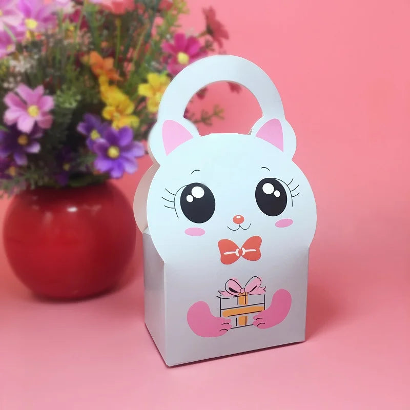 Cute Cartoon Animal Candy Box Baby Shower Favor Box Kids Birthday Party Decorations Gift Box Cake Snack Biscuits Paper Candy Bag