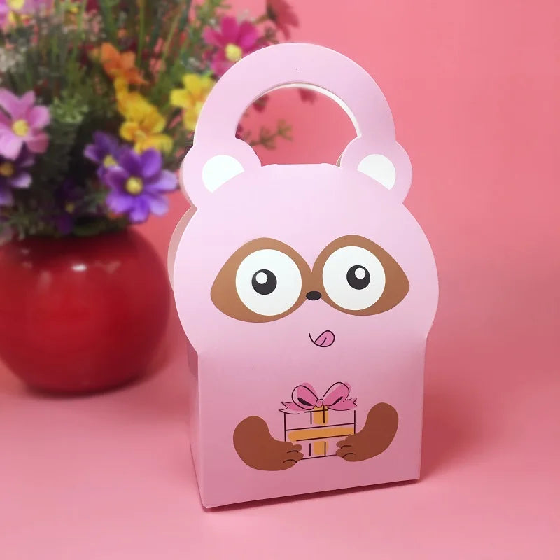 Cute Cartoon Animal Candy Box Baby Shower Favor Box Kids Birthday Party Decorations Gift Box Cake Snack Biscuits Paper Candy Bag