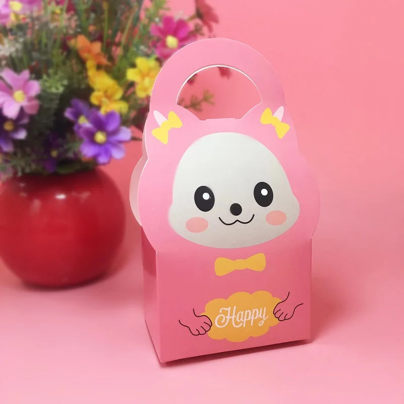 Cute Cartoon Animal Candy Box Baby Shower Favor Box Kids Birthday Party Decorations Gift Box Cake Snack Biscuits Paper Candy Bag