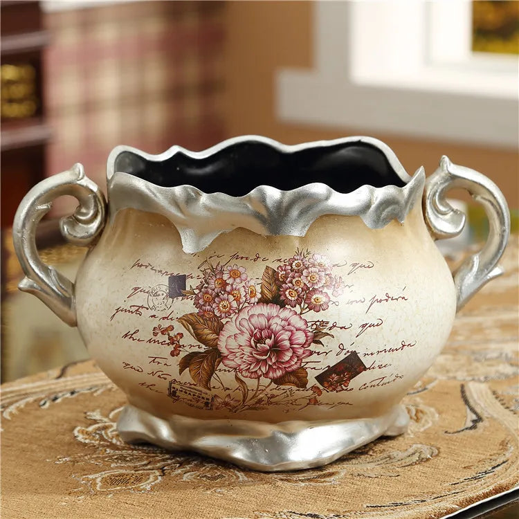Retro desk vase living room dining table decorative handicrafts ornament flowerpot Classical vase floor