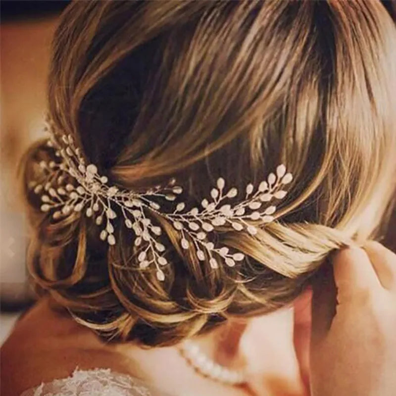 Wedding Elegant Crystal Bride Hair Comb Headwear Flashing Ornaments Rhinestone Pearl Bridal Hair Clip Accessories Jewelry