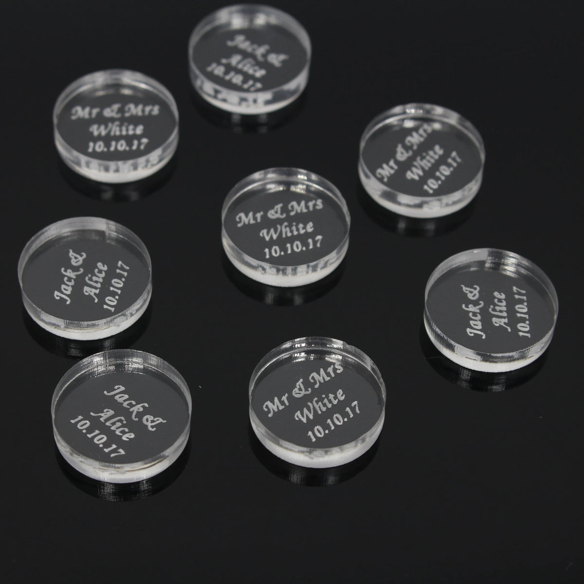 50*Personalized Engraved Gold/Silver Round Label With Hole Custom Name Country Wedding Baby Shower Baptism Party Candy Box Label