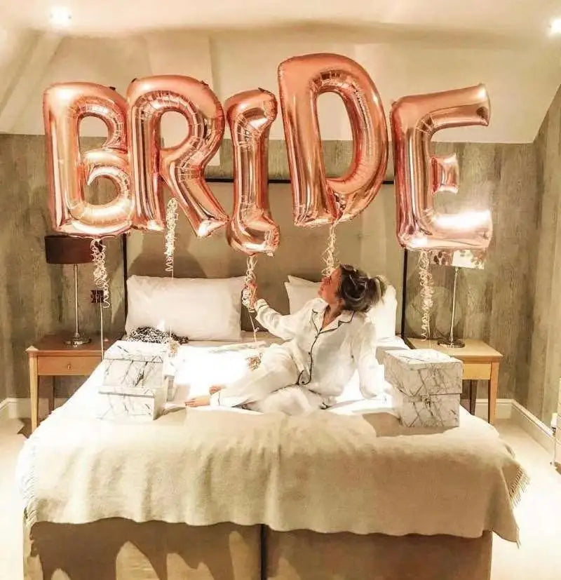 5Pcs Rose Gold Letter Bride Foil Balloons Adult Wedding Decorations Valentines Day Party Bride i Love you Bachelor Supplies
