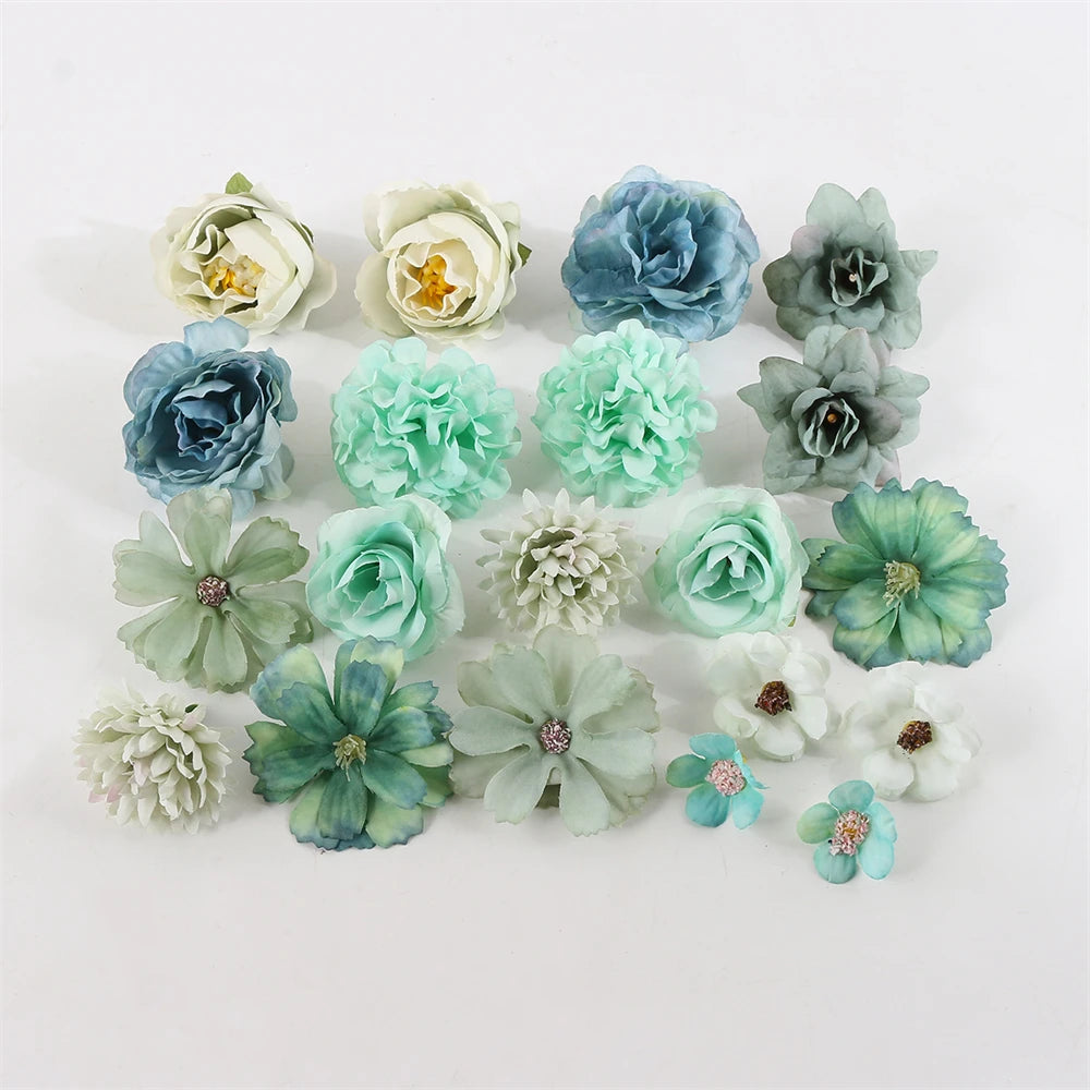 1Bag Artificial Flower Head For Home Decor Wedding Flowers Wall Decoration DIY Hair Accessories Corsage Handmade Craft Material