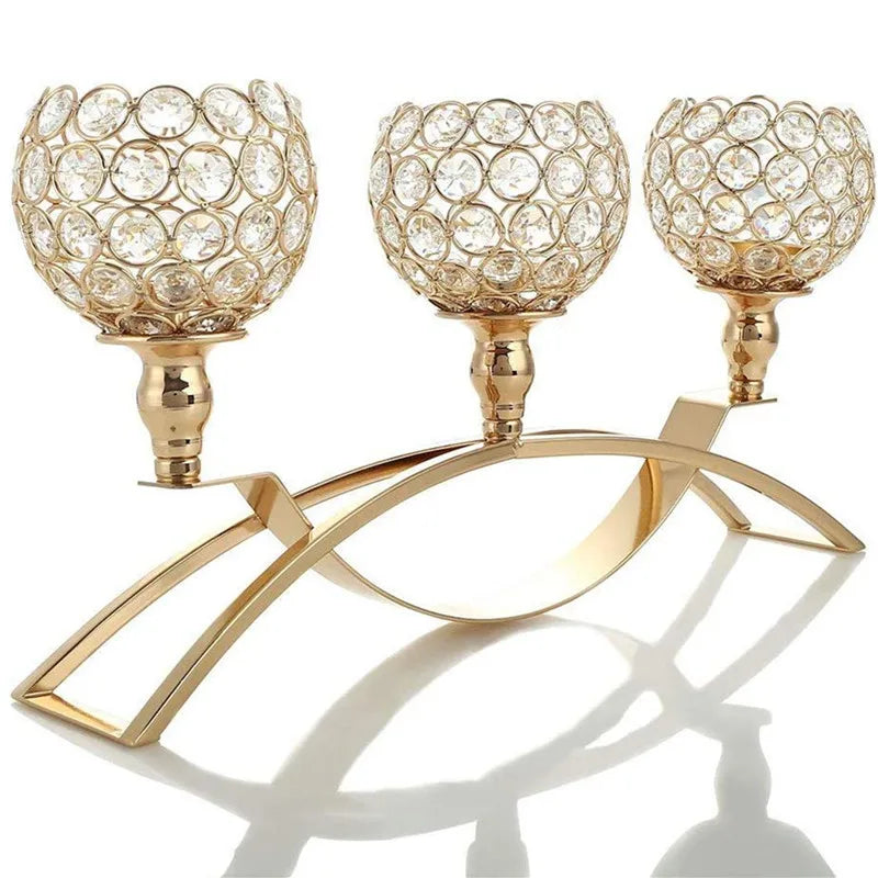 Crystal Candle Holders for Wedding, 3 Arms Table Candelabra, Buffet Cabinet Ornaments, Table Centerpieces for Wedding