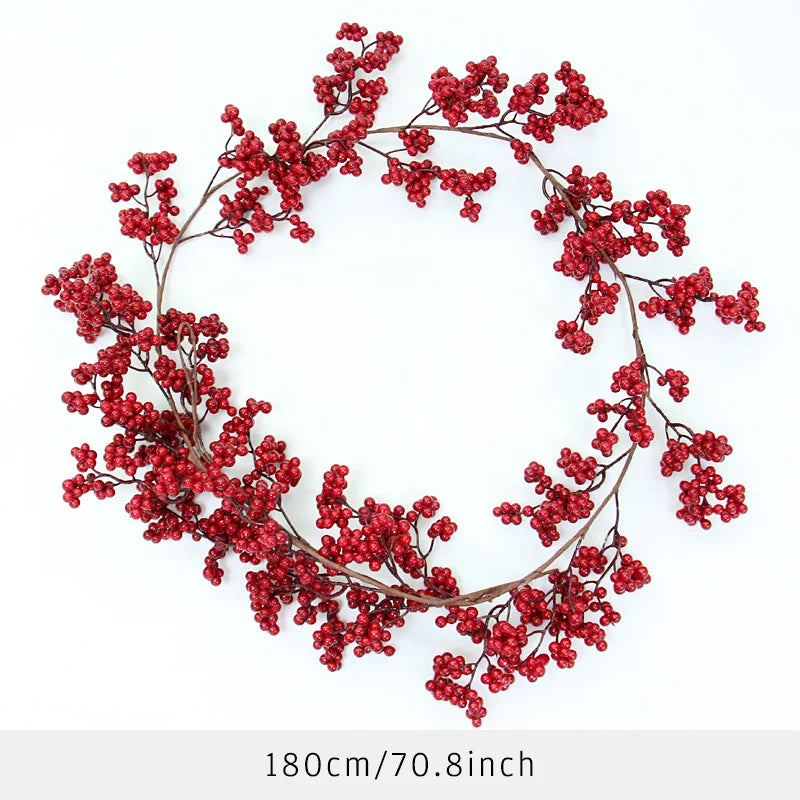 2m Christmas Fruit Rattan Artificial Plants For Holiday Christmas Party Decor Wedding Decorations Christmas Tree Fake Floral