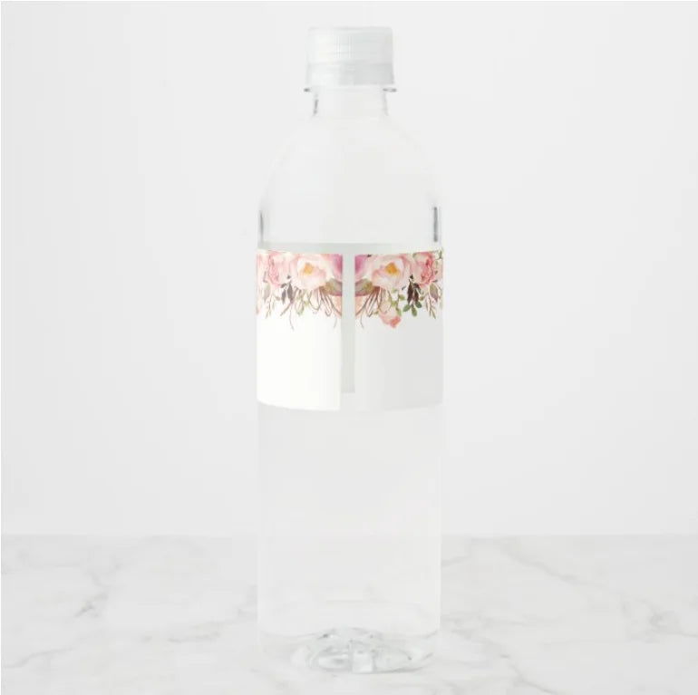 24pcs Custom name Wedding Water Bottle Labels Girl birthday party Rustic Pink Flower Custom Water Bottle Labels decoration