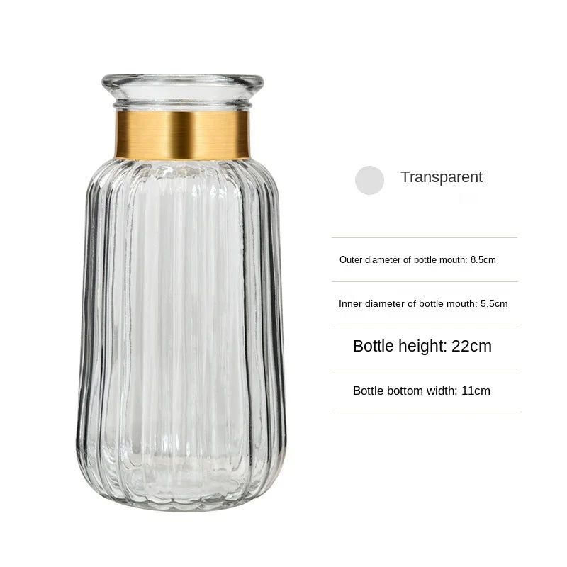 Nordic Light Luxury Glass Vase Decoration Living Room Home Decoration Dining Table Dried Flower Vase