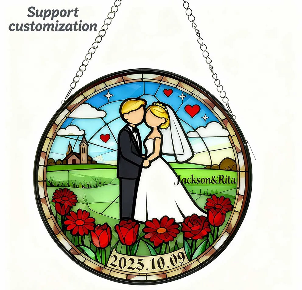 Customizable Stained Wedding Wall Hanging Ornament: Ideal Gift with Lasting Memories