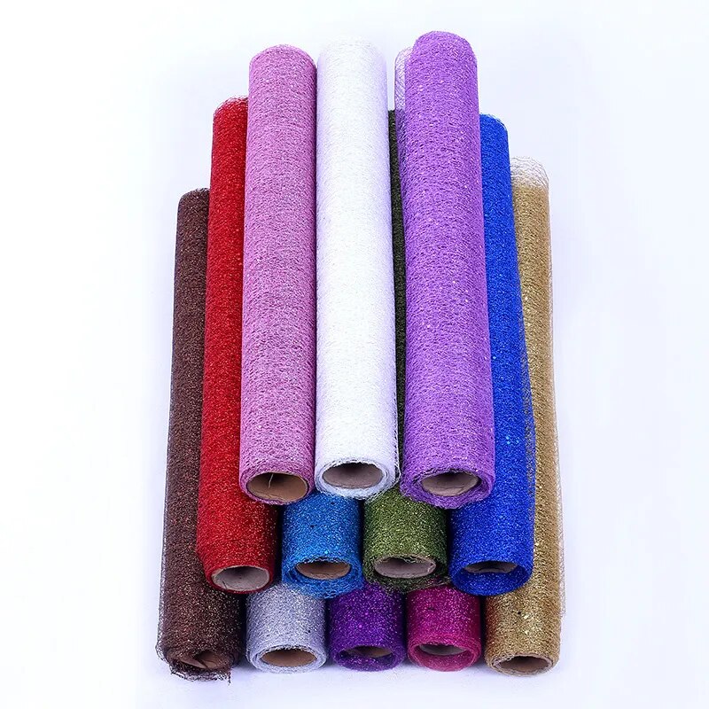 5Yards 457.2 cm Gold Wire Tissue Tulle Roll Spool Handmadecraft Wedding Party Decoration Flower Wrapping Organza Table Runner Decor