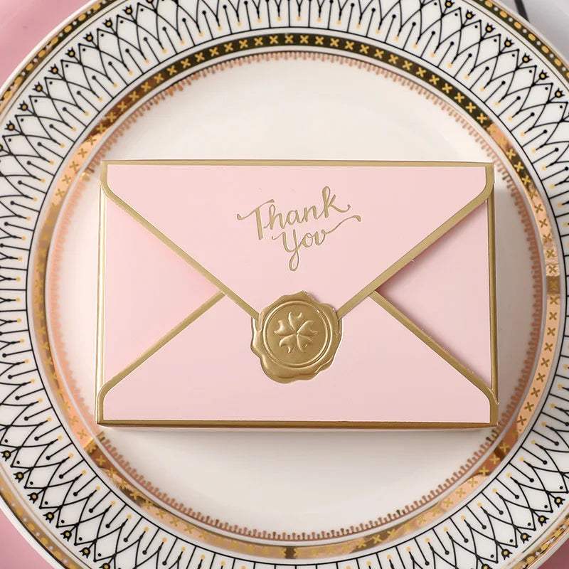10pcs/Lot Simple Creative Bronzing Gift Box Packaging Envelope Shape Wedding Candy Bags Birthday Party Cosmetic Packaging Box