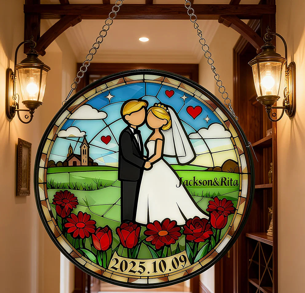 Customizable Stained Wedding Wall Hanging Ornament: Ideal Gift with Lasting Memories