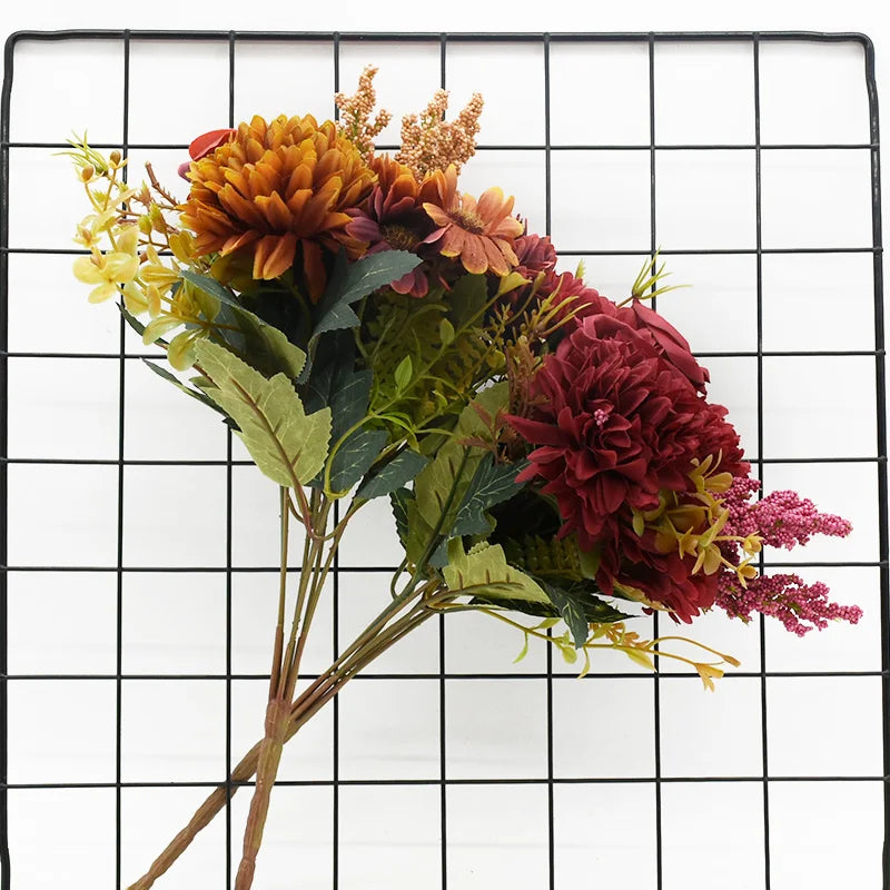 Artificial Flowers Bouquet European-Style Holding Exquisite Roses Wedding Christmas Decorations for Home DIY Vases Fake Plants
