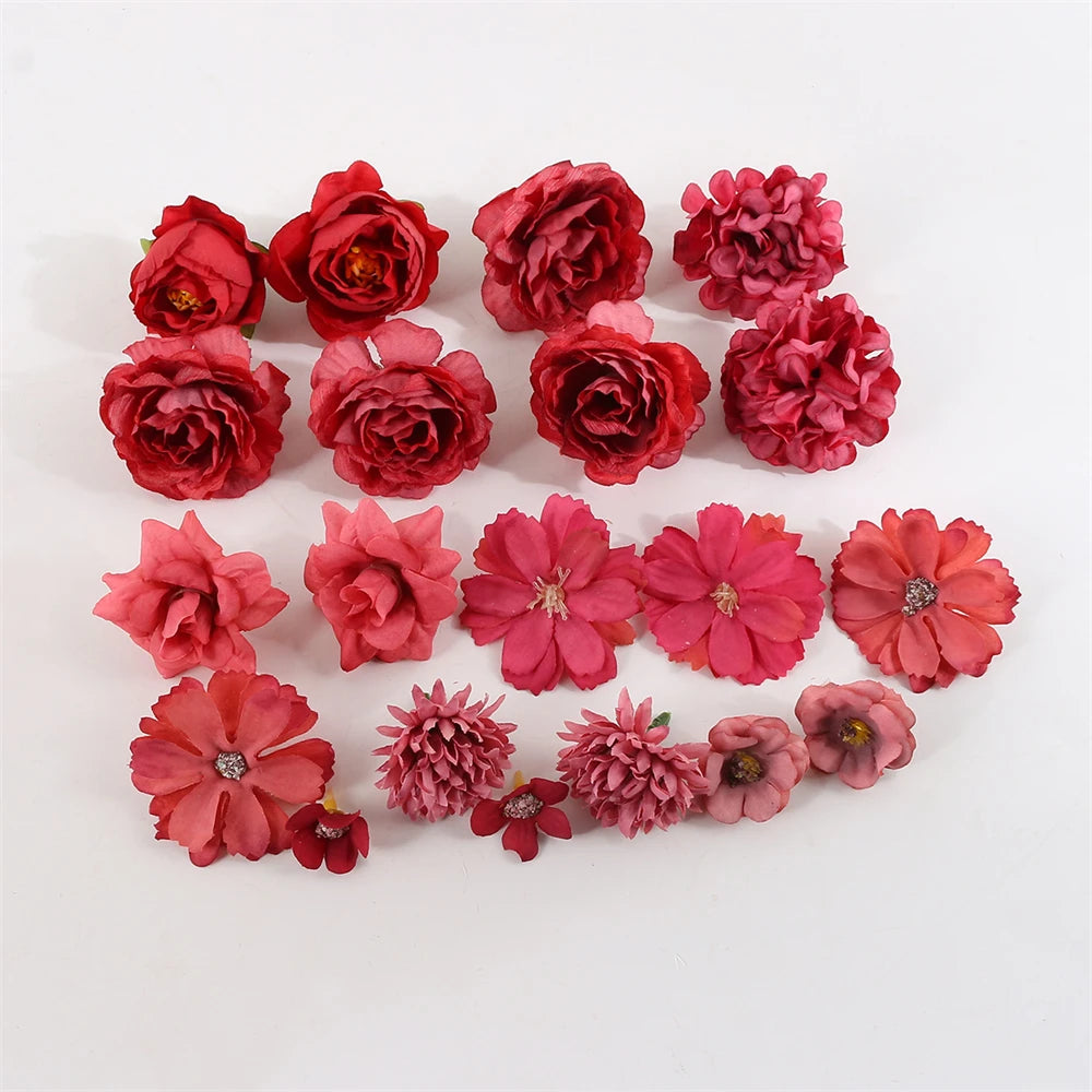 1Bag Artificial Flower Head For Home Decor Wedding Flowers Wall Decoration DIY Hair Accessories Corsage Handmade Craft Material