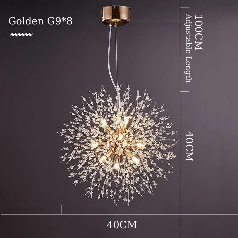 Crystal Dandelion Pendant Lamp Dining Table Home Decor Hanging Light Living Room Bedroom Restaurant Shop Droplight Chandelier