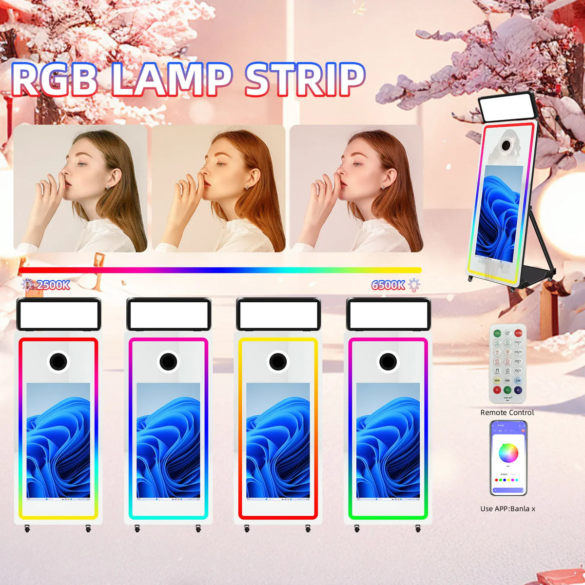 Selfie Digital Mirror Photo Booth With 32/43 Inches Touch Screen Magic Mirror Photobooth Machine for Wedding Party