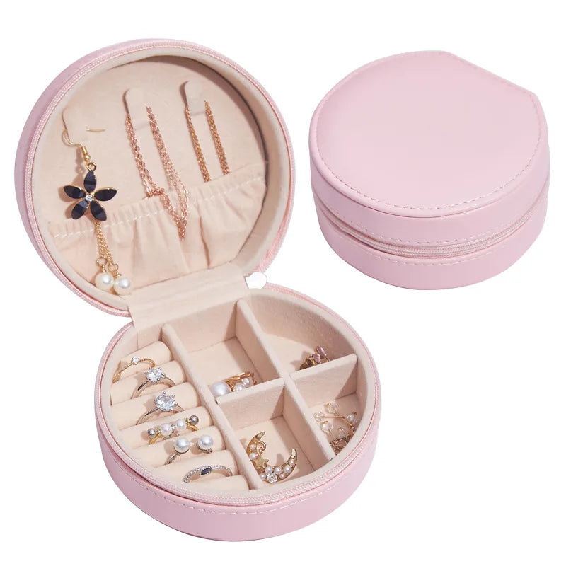 Personalized Jewelry Box Custom Bridesmaid Gift Travel Jewellery Case PU Leather Ring Box Bridal Wedding Party Anniversary Gift