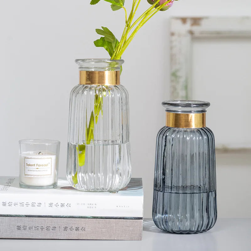 Nordic Light Luxury Glass Vase Decoration Living Room Home Decoration Dining Table Dried Flower Vase