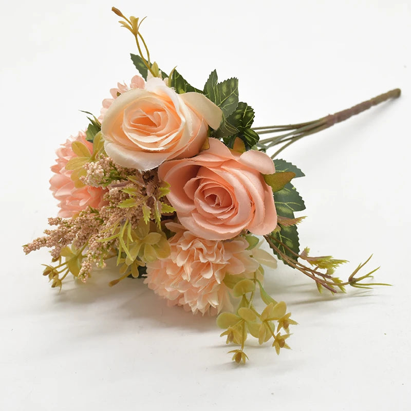 Artificial Flowers Bouquet European-Style Holding Exquisite Roses Wedding Christmas Decorations for Home DIY Vases Fake Plants