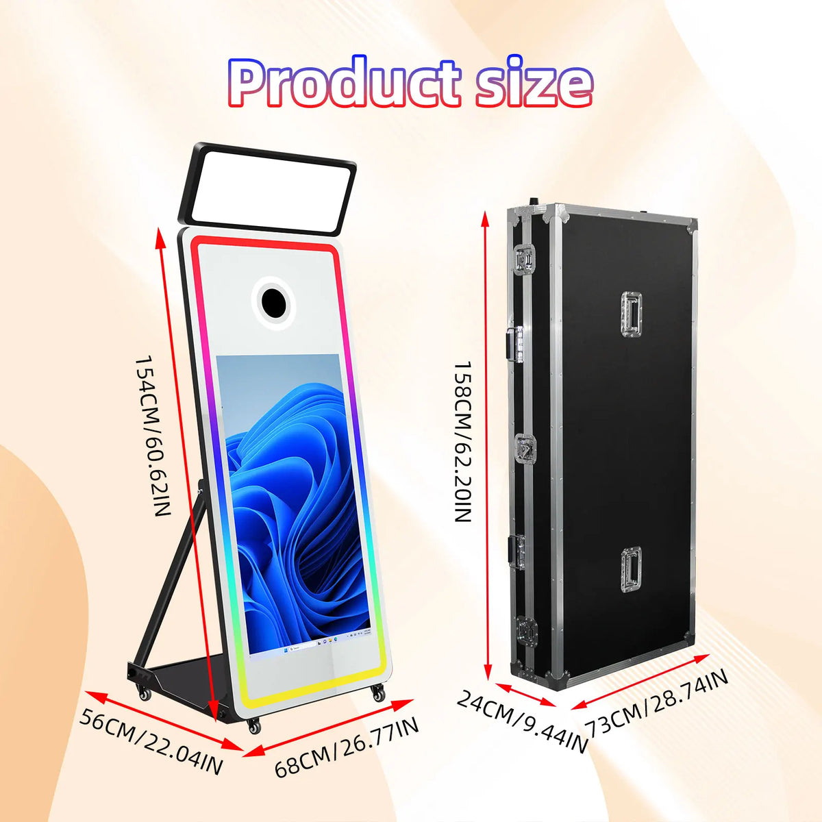 Selfie Digital Mirror Photo Booth With 32/43 Inches Touch Screen Magic Mirror Photobooth Machine for Wedding Party