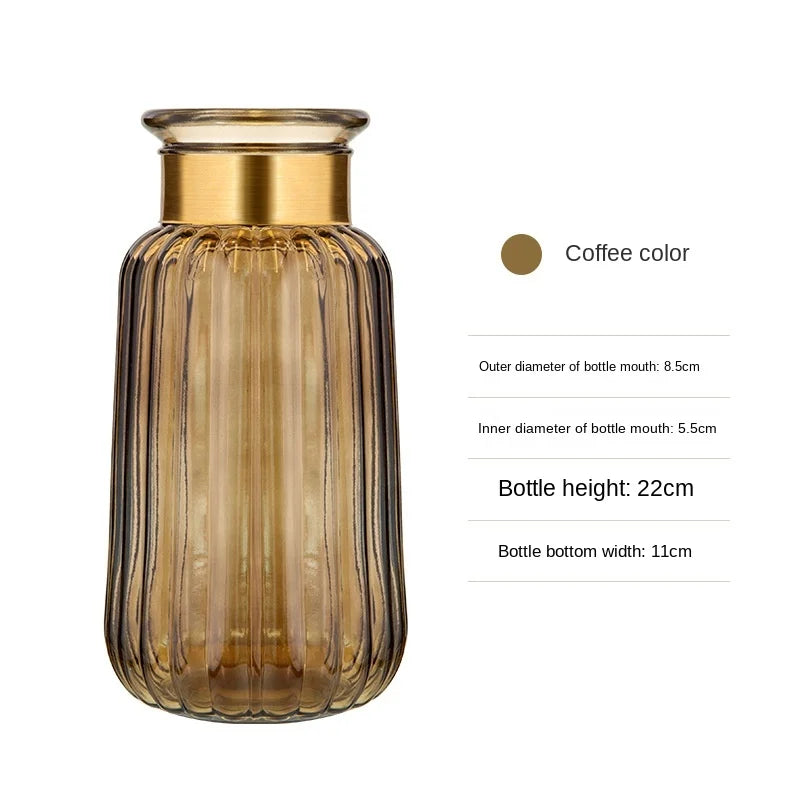 Nordic Light Luxury Glass Vase Decoration Living Room Home Decoration Dining Table Dried Flower Vase