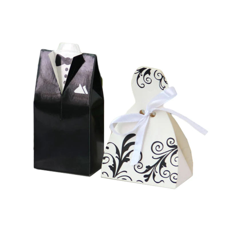 20/30pcs Bride And Groom Candy Box Wedding Favor And Gifts Box Sweet Bags With Ribbon Wedding Decoration Souvenirs Party Decor