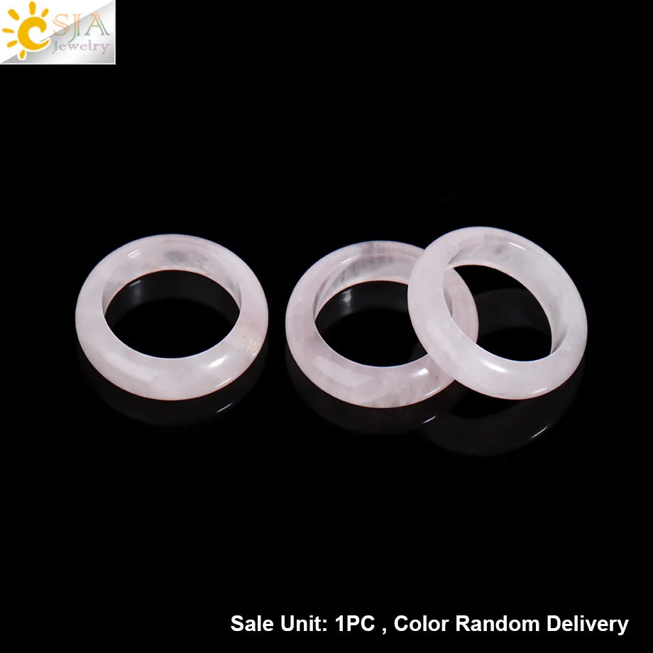 Reiki Crystal Rings for Men Natural Stone Pink Quartz Red Agates Amethyst Running Ring Jewelry 16 17 18 19 20 21 Inner Ring H474