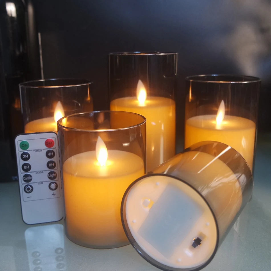 Electronic LED Candles with Timer Remote,Dancing Flame, Battery Operated Candles with Unbreakable Plexiglass Shell,Home Decor