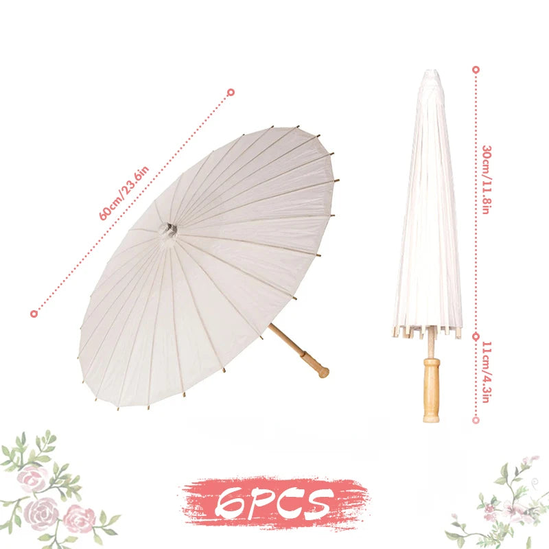 84/60CM White Paper Parasol Umbrella for Wedding, Party Favor DIY Bamboo Umbrellas, for Bridal Shower Centerpieces, Photo Props